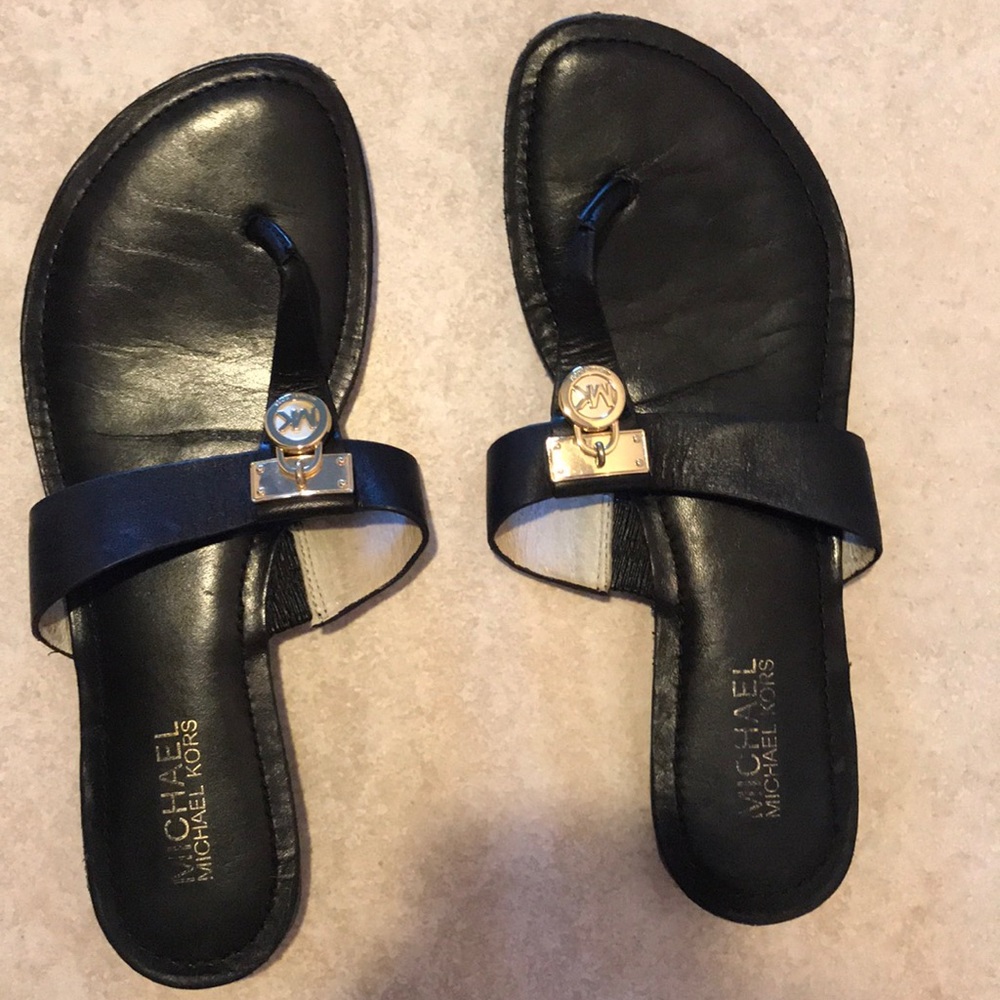 Black and gold sandals